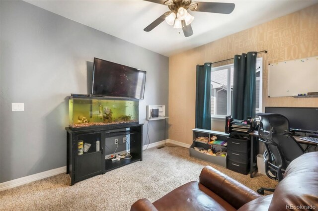 10525 Mt Sherman Way, Peyton, CO 80831 - office featuring carpet floors, a ceiling fan, and baseboards