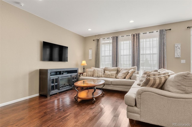 2043 S Cathay Way, Aurora, CO 80013 - living room featuring dark wood-type flooring and recessed lighting