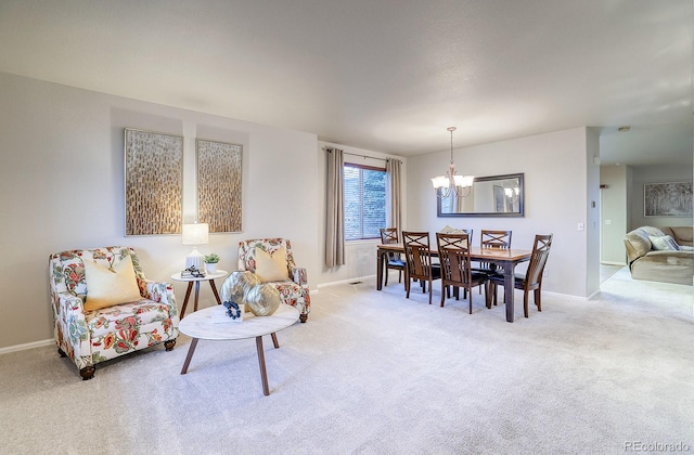 3779 Aspen Hollow Ct, Castle Rock, CO 80104 - dining space with a chandelier, carpet flooring, and baseboards