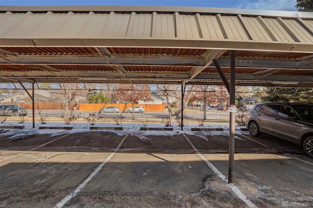 view of covered parking lot