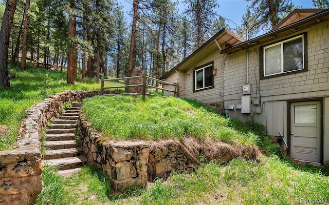 28958 Buffalo Park Rd, Evergreen, CO 80439 - view of yard with stairs