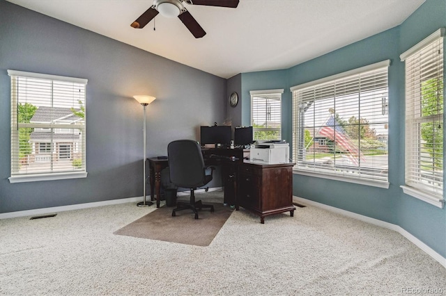 26155 E Euclid Dr, Aurora, CO 80016 - home office featuring a ceiling fan and carpet