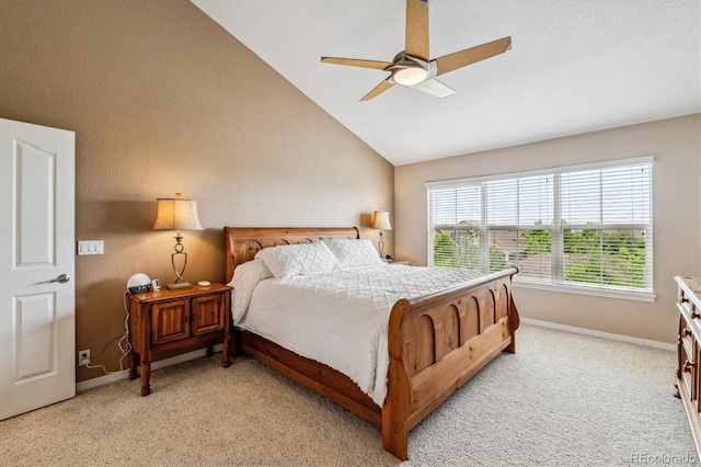 26155 E Euclid Dr, Aurora, CO 80016 - bedroom featuring vaulted ceiling, light colored carpet, and a ceiling fan