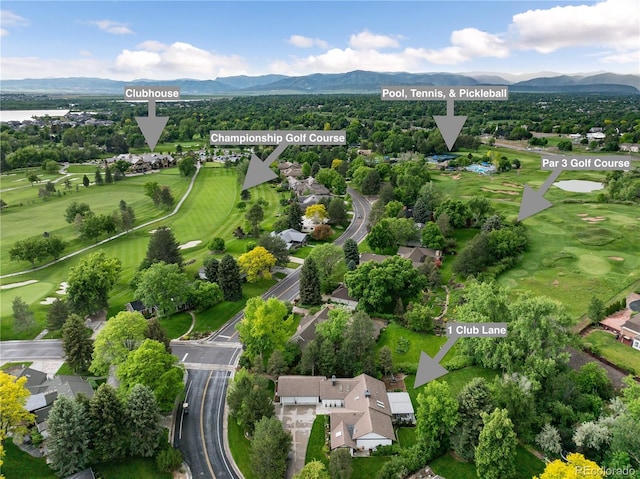 1 Club Ln, Littleton, CO 80123 - aerial view of residential area with a local golf course and mountains
