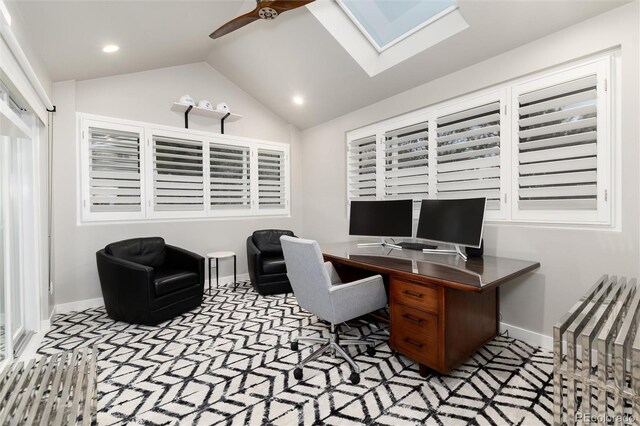 1 Club Ln, Littleton, CO 80123 - office space featuring a skylight, lofted ceiling, ceiling fan, and recessed lighting