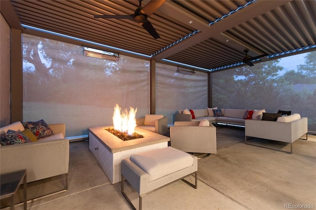1 Club Ln, Littleton, CO 80123 - view of patio / terrace with an outdoor living space with a fire pit and ceiling fan