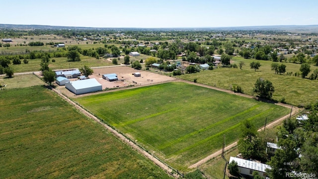 drone / aerial view with a rural view