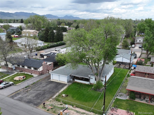 aerial perspective of suburban area featuring mountains