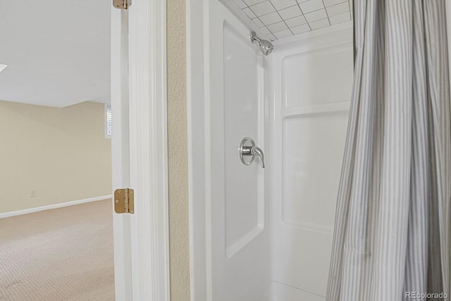 1720 S Madison St, Denver, CO 80210 - bathroom featuring a shower with curtain and baseboards