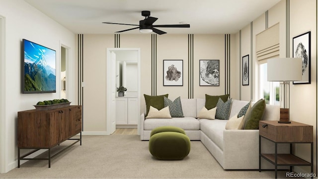 1159 Redfish Pt, Colorado Springs, CO 80904 - living room featuring ceiling fan and light carpet