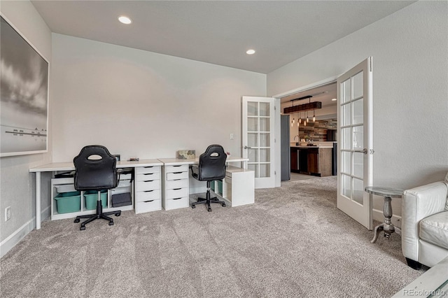 5251 Silver Hare Ct, Castle Rock, CO 80104 - carpeted office space with baseboards and french doors