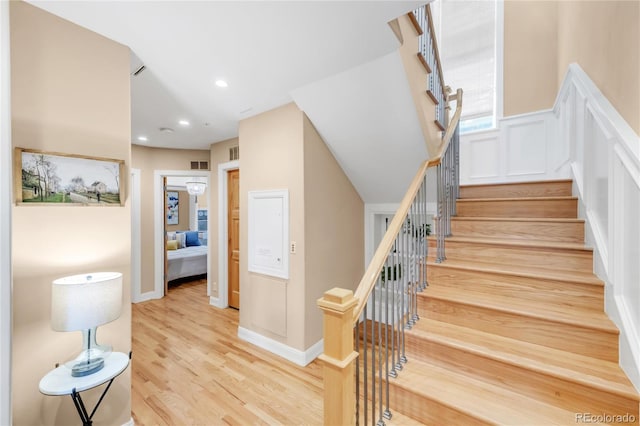1824 Pearl St Unit B, Boulder, CO 80302 - stairway featuring wood finished floors and recessed lighting