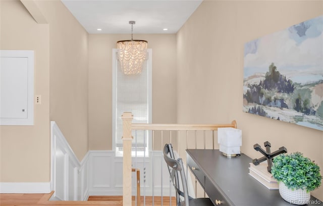 1824 Pearl St Unit B, Boulder, CO 80302 - office featuring a chandelier and wood finished floors