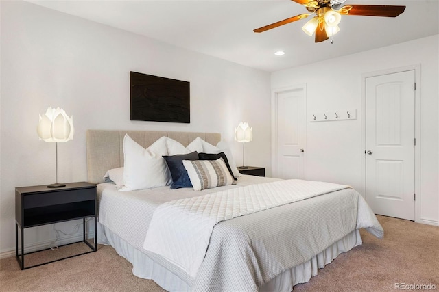 4190 W Alameda Ave, Denver, CO 80219 - bedroom featuring carpet floors, recessed lighting, ceiling fan, and baseboards