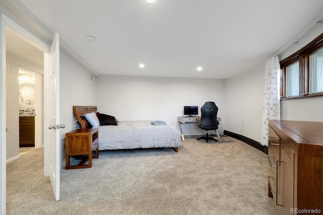 5607 Crawford Gulch Rd, Golden, CO 80403 - bedroom with light colored carpet, recessed lighting, and an office area
