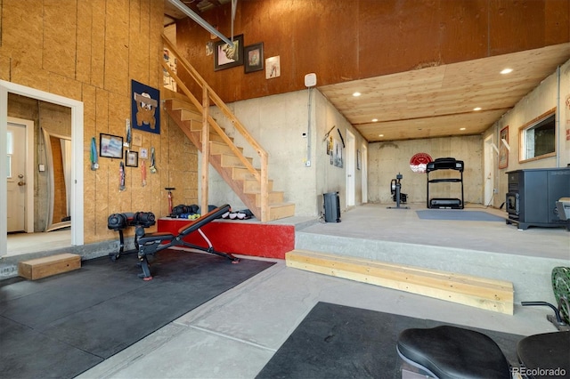 5607 Crawford Gulch Rd, Golden, CO 80403 - workout area with recessed lighting and a towering ceiling
