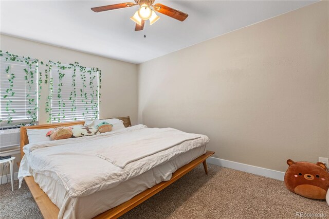 bedroom with carpet flooring and ceiling fan