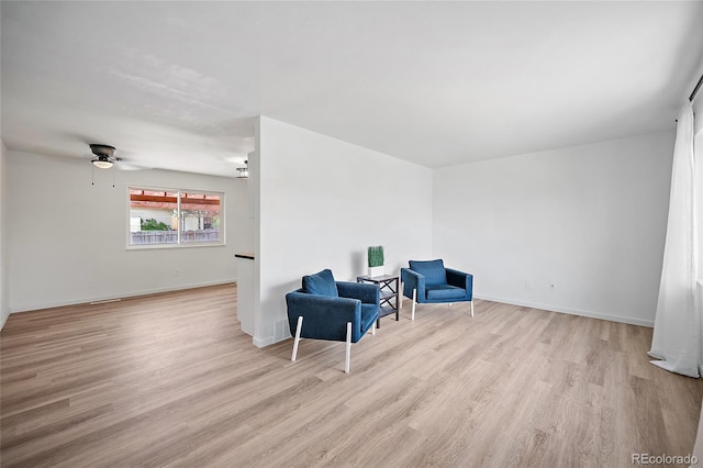 1607 Shasta Dr, Colorado Springs, CO 80910 - sitting room with light wood-style flooring, a ceiling fan, and baseboards