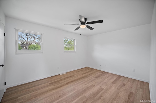 1607 Shasta Dr, Colorado Springs, CO 80910 - spare room featuring light wood-type flooring, ceiling fan, and baseboards