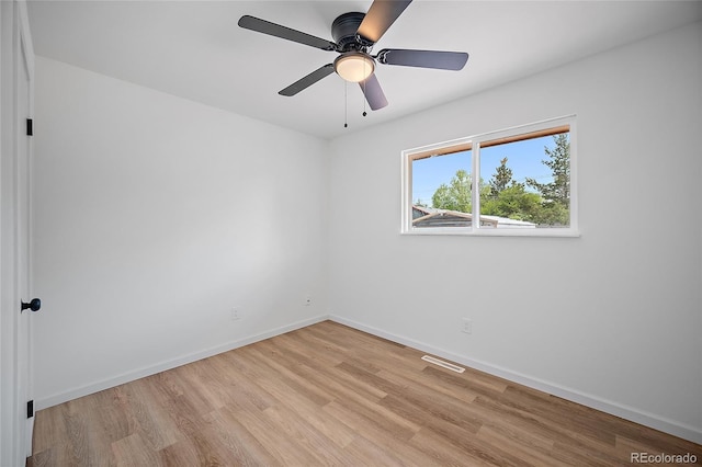 1607 Shasta Dr, Colorado Springs, CO 80910 - spare room with light wood-style floors, baseboards, and a ceiling fan