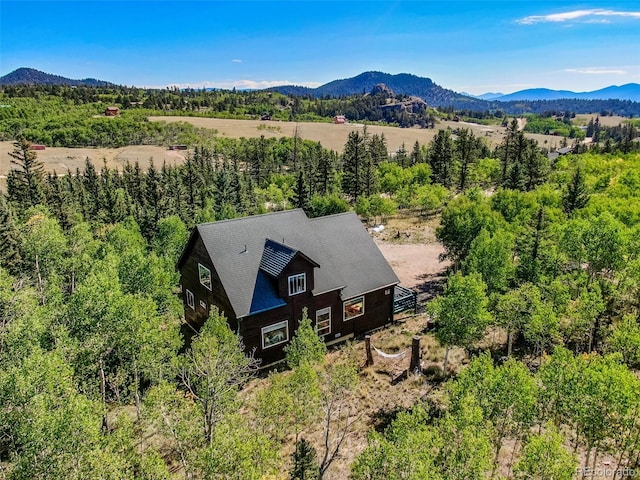 birds eye view of property with a mountain view