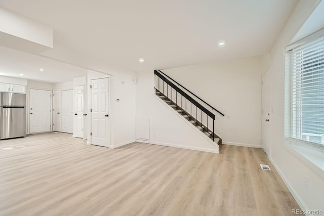 unfurnished living room featuring light hardwood / wood-style flooring