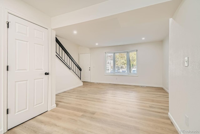 interior space with light hardwood / wood-style flooring