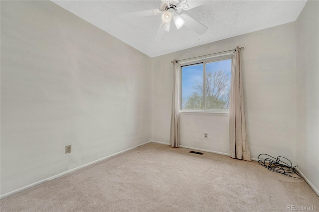 19140 E Milan Cir, Aurora, CO 80013 - carpeted spare room with a ceiling fan, baseboards, visible vents, and a textured ceiling