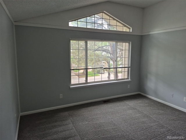 2238 S Nile Ct, Aurora, CO 80014 - carpeted spare room with lofted ceiling, plenty of natural light, baseboards, and a textured ceiling