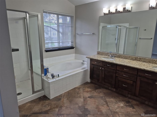 2238 S Nile Ct, Aurora, CO 80014 - bathroom with a stall shower, double vanity, and a bath