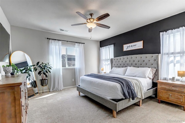 4840 Point Mesa St, Castle Rock, CO 80108 - bedroom with light carpet, ceiling fan, and baseboards
