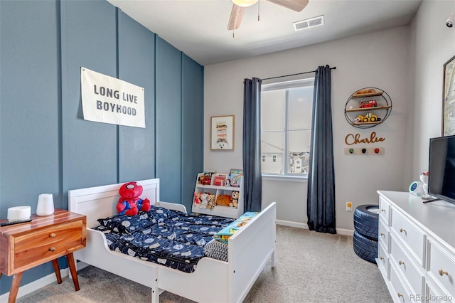 4840 Point Mesa St, Castle Rock, CO 80108 - bedroom featuring light colored carpet, a ceiling fan, and baseboards