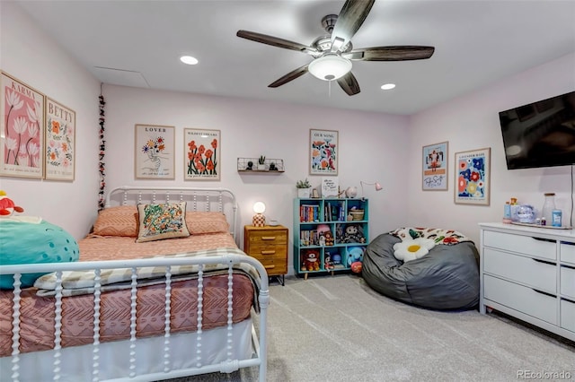 4840 Point Mesa St, Castle Rock, CO 80108 - carpeted bedroom featuring recessed lighting and a ceiling fan