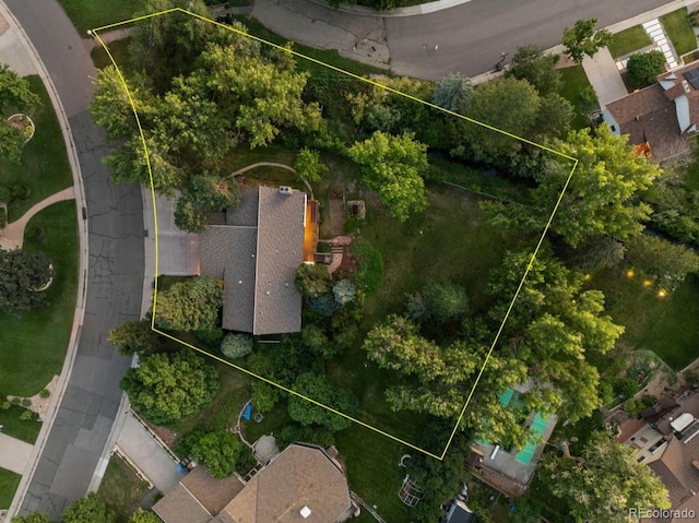 3 Twilight Dr, Wheat Ridge, CO 80215 - aerial overview of property's location featuring property parcel outlined