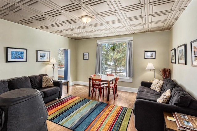 living room with light wood-type flooring