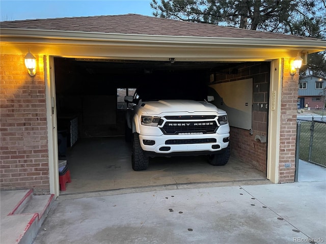 view of garage