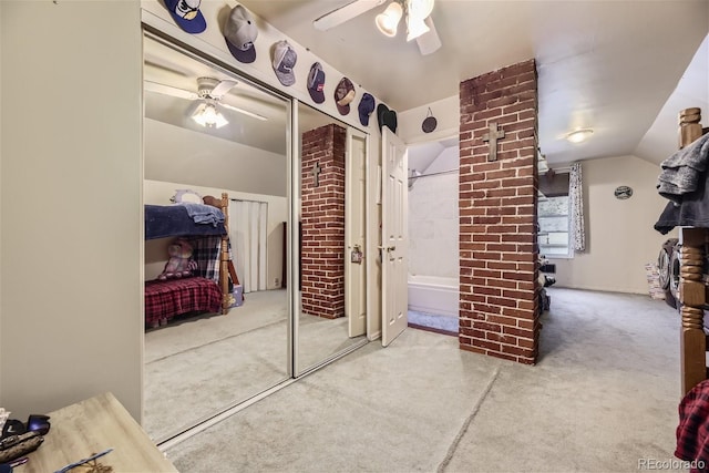 hallway with lofted ceiling