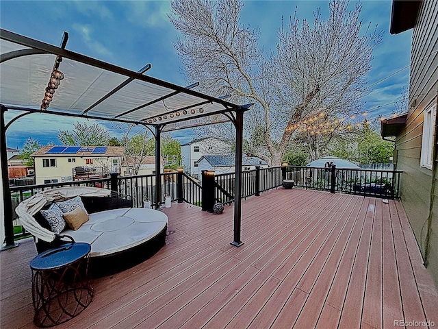 wooden terrace featuring a pergola