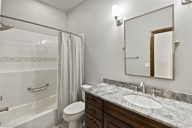 16104 Pole Pine Pt, Colorado Springs, CO 80908 - full bathroom featuring vanity, shower / bathtub combination with curtain, and a textured wall