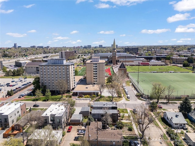 bird's eye view with a view of city