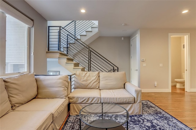 living room with light wood-type flooring