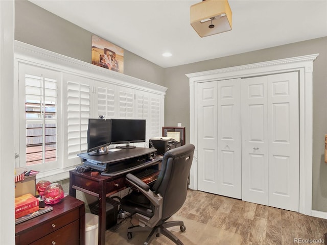 office featuring light wood-style floors
