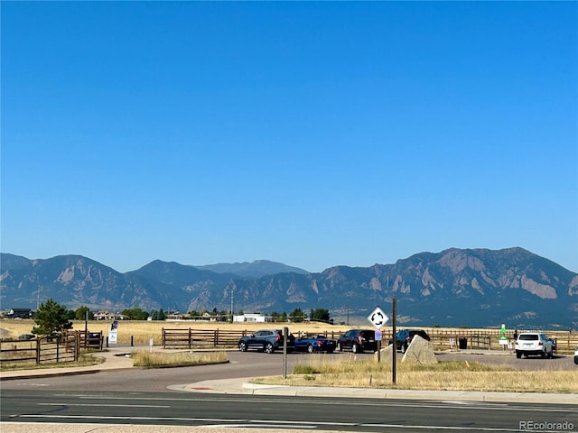 view of mountain feature with a rural view