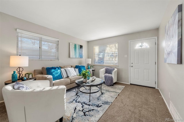 living room with carpet