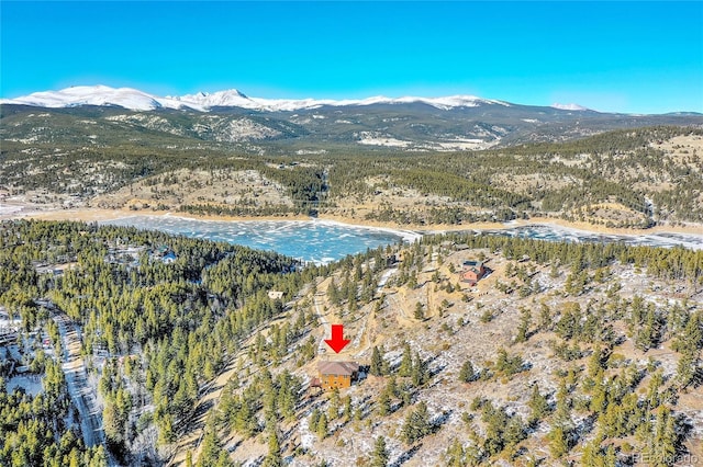 birds eye view of property featuring a mountain view