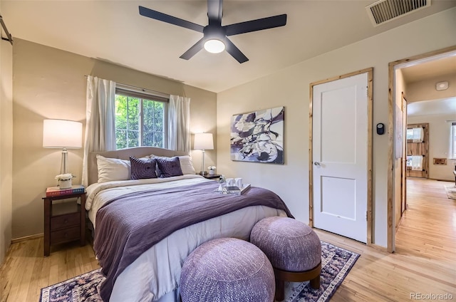 1292 Kearney St, Denver, CO 80220 - bedroom with light wood finished floors and ceiling fan