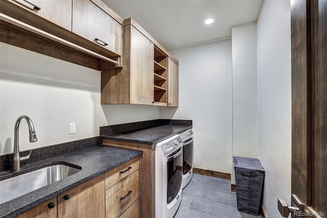 141 Sawmill Run Dr, Breckenridge, CO 80424 - washroom featuring independent washer and dryer, cabinet space, and recessed lighting