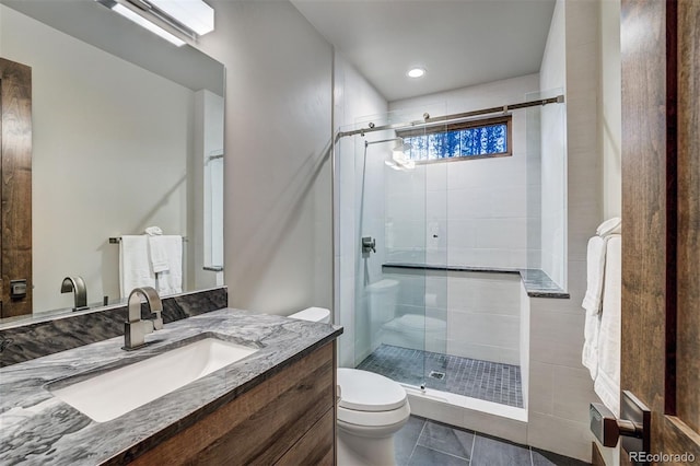 141 Sawmill Run Dr, Breckenridge, CO 80424 - full bathroom with a stall shower, vanity, and tile patterned flooring