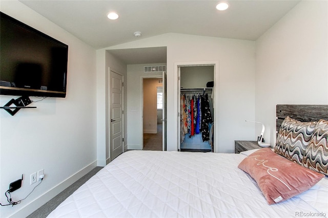 8361 Parkland St, Broomfield, CO 80021 - bedroom featuring baseboards, lofted ceiling, visible vents, and recessed lighting