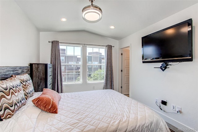 8361 Parkland St, Broomfield, CO 80021 - bedroom with baseboards, vaulted ceiling, and recessed lighting